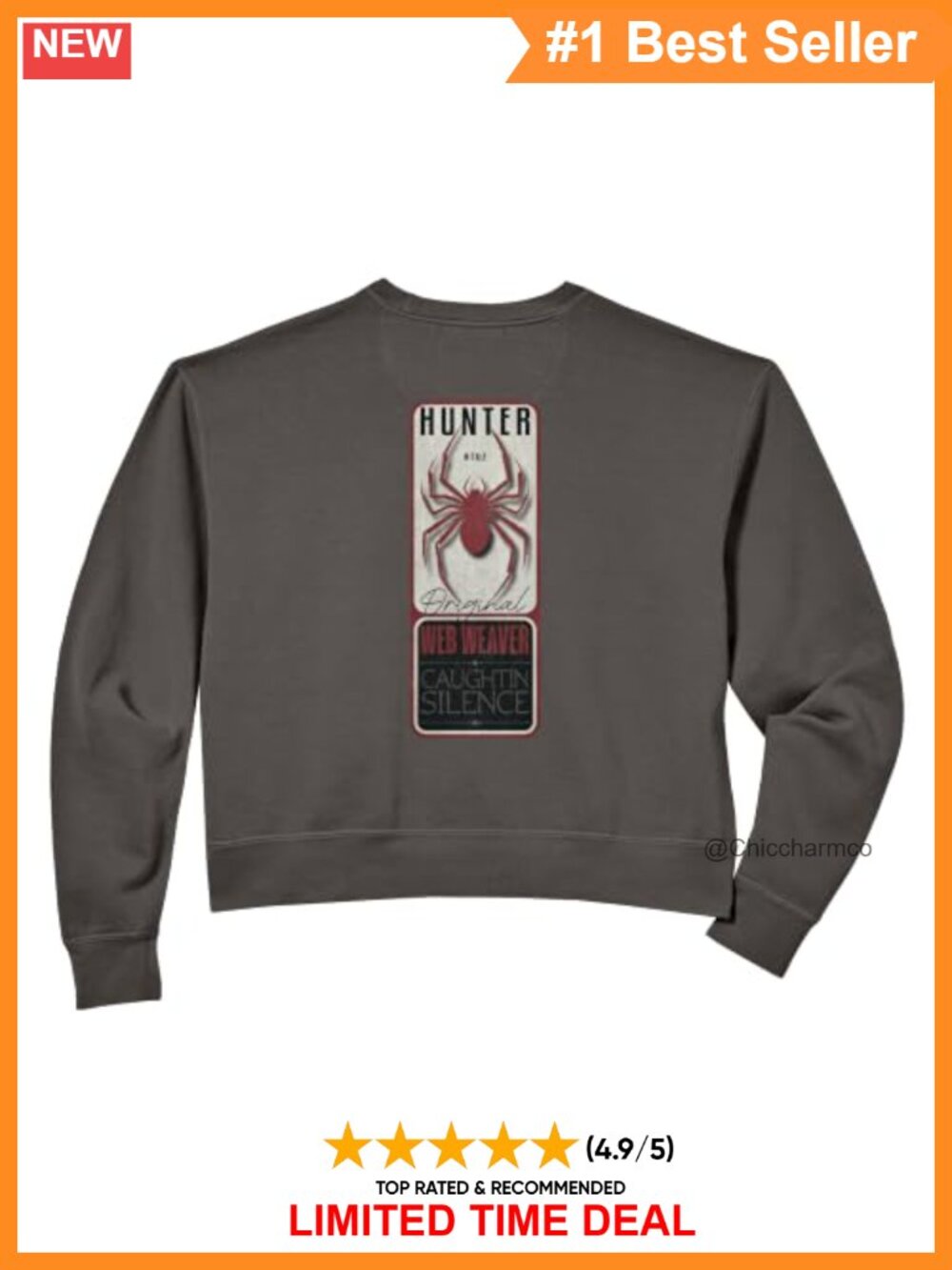 Y2K Spider Back Print Crop Sweatshirt Cotton Blend Streetwear